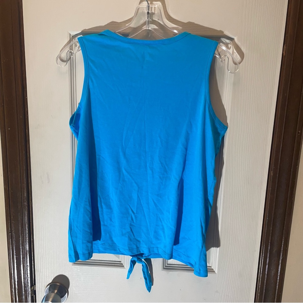 NWT Justice Blue Tie Front Sleeveless Muscle Tee - Picture 2 of 5